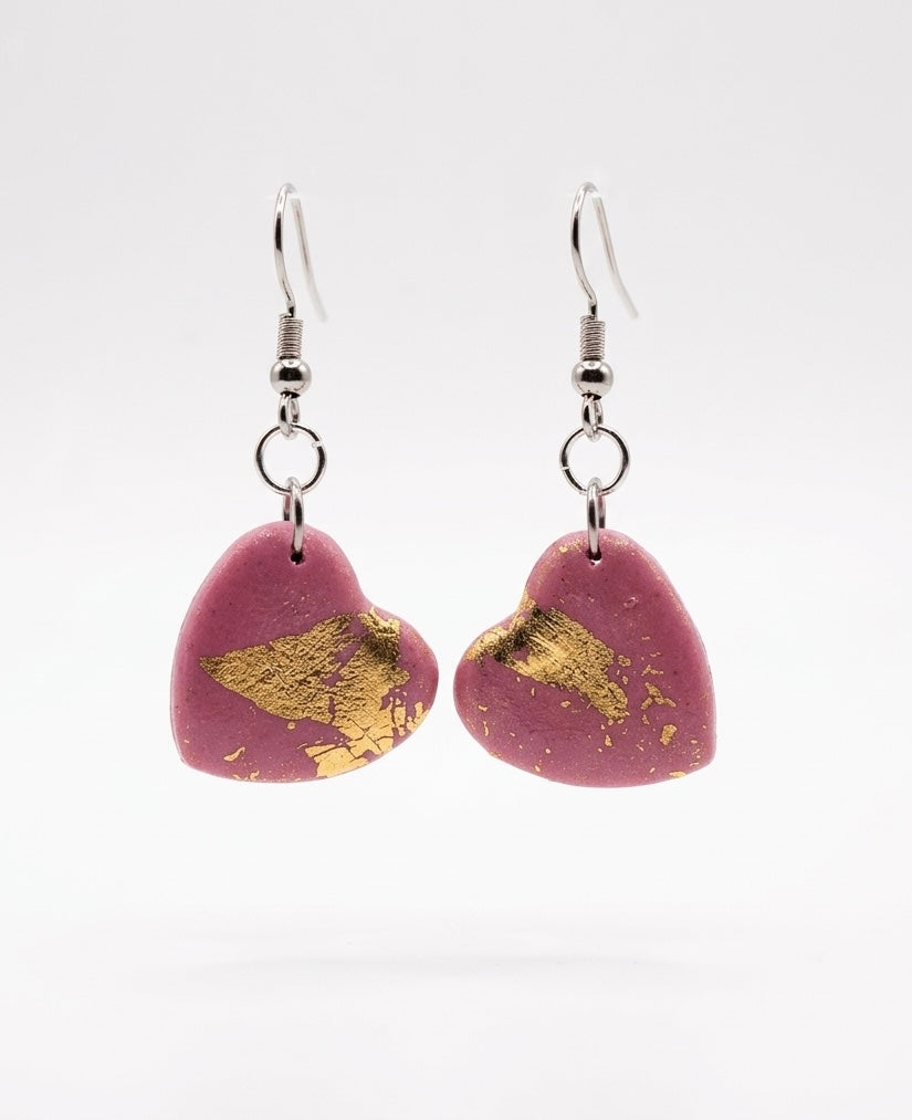 Clay Hearts with Gold Foil