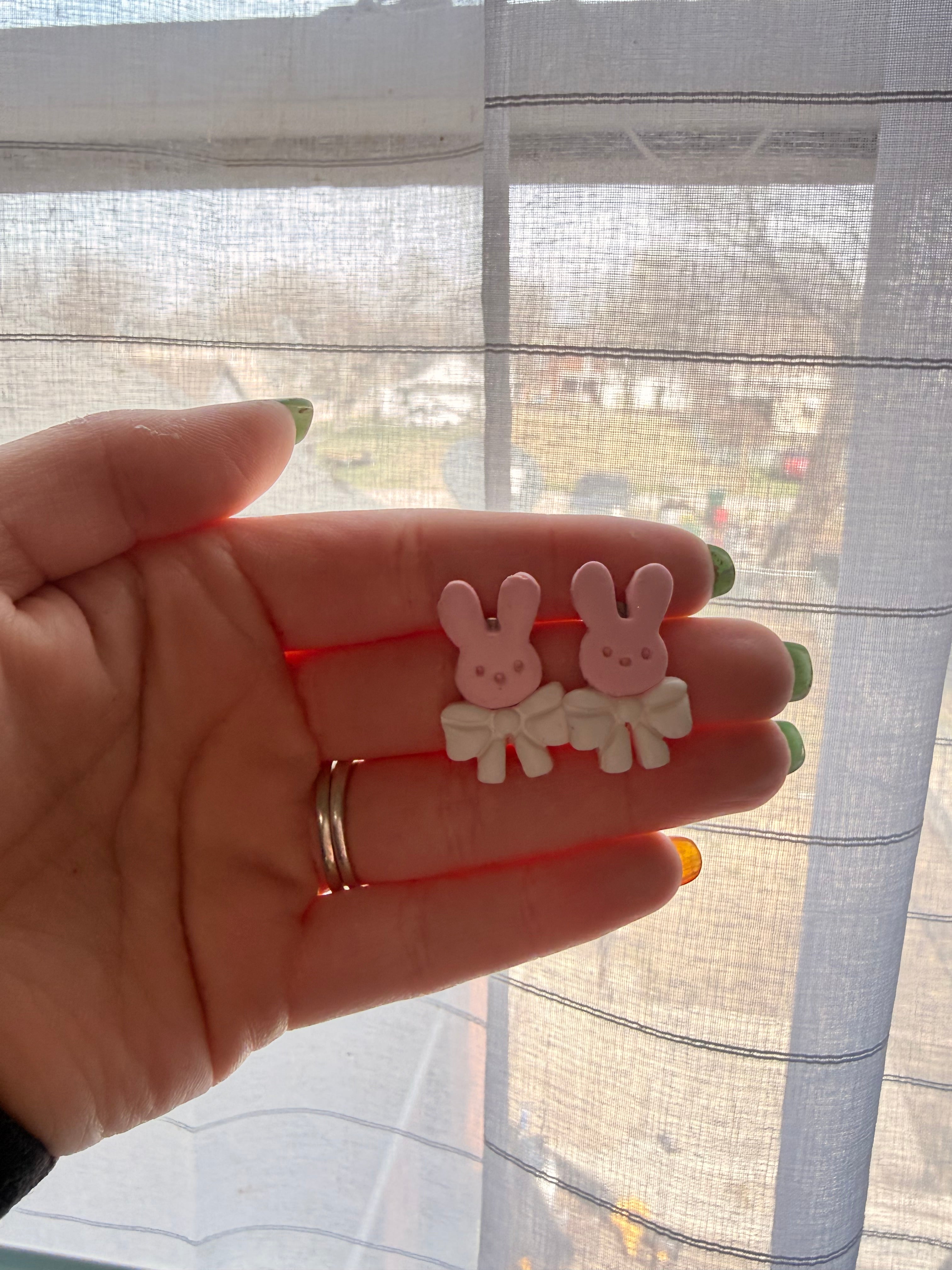 Handmade Clay Bunny Earrings