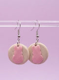 Handmade Pink Easter Bunny Sugar Cookie Earrings